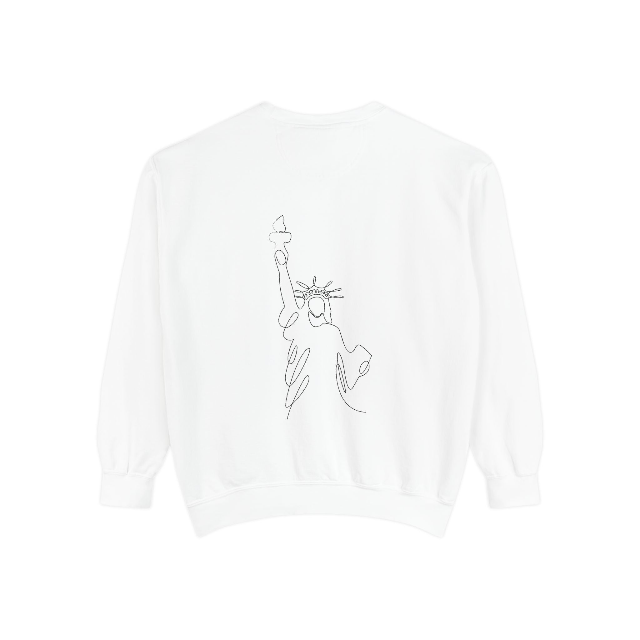 Tis' The Season Sweatshirt Festive Holly Crewneck with Statue of Liberty Backline