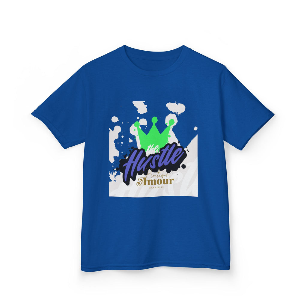 Kids Tee — 'Hustle Amour' Crown Graphic Shirt for Motivated Kids