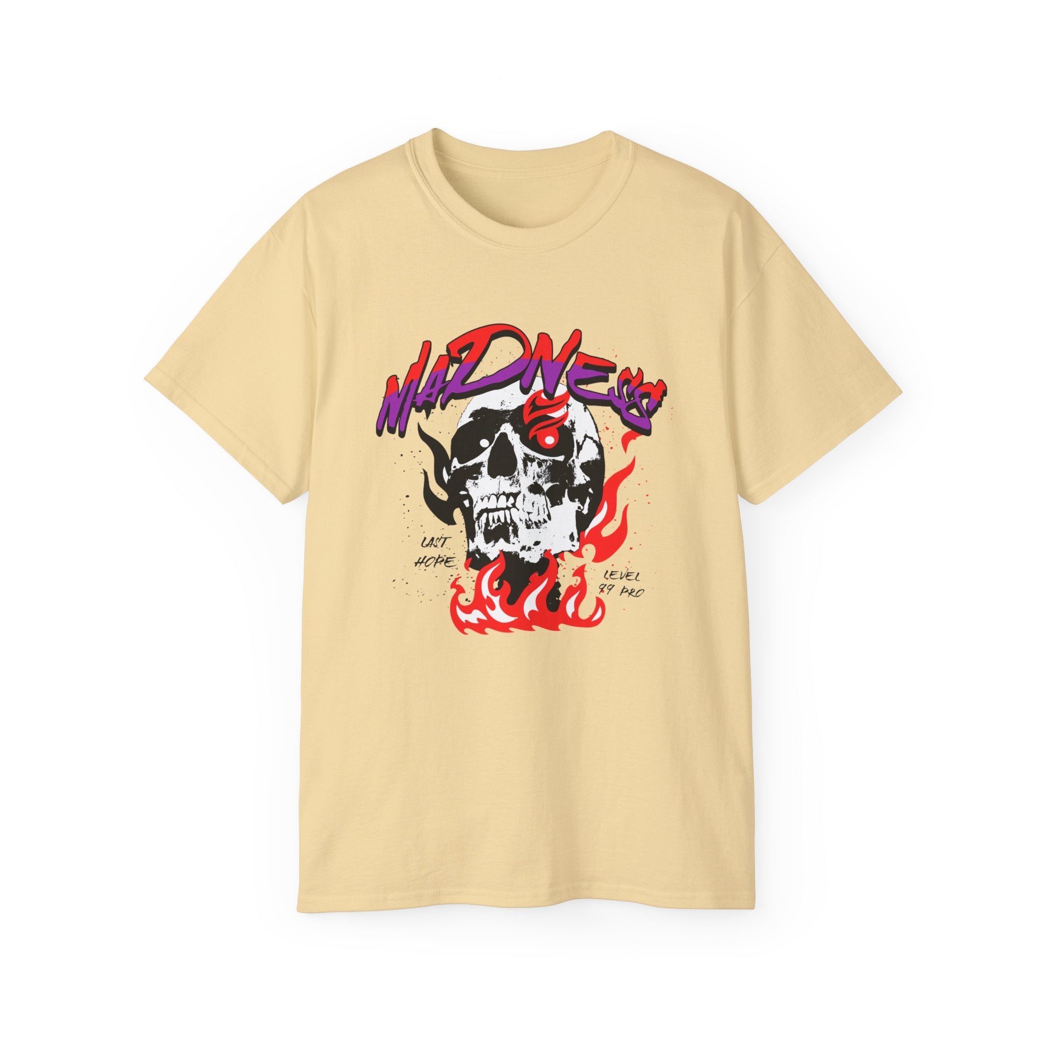 Skull Flames Tee — 'Madness' Graphic Cotton T-Shirt