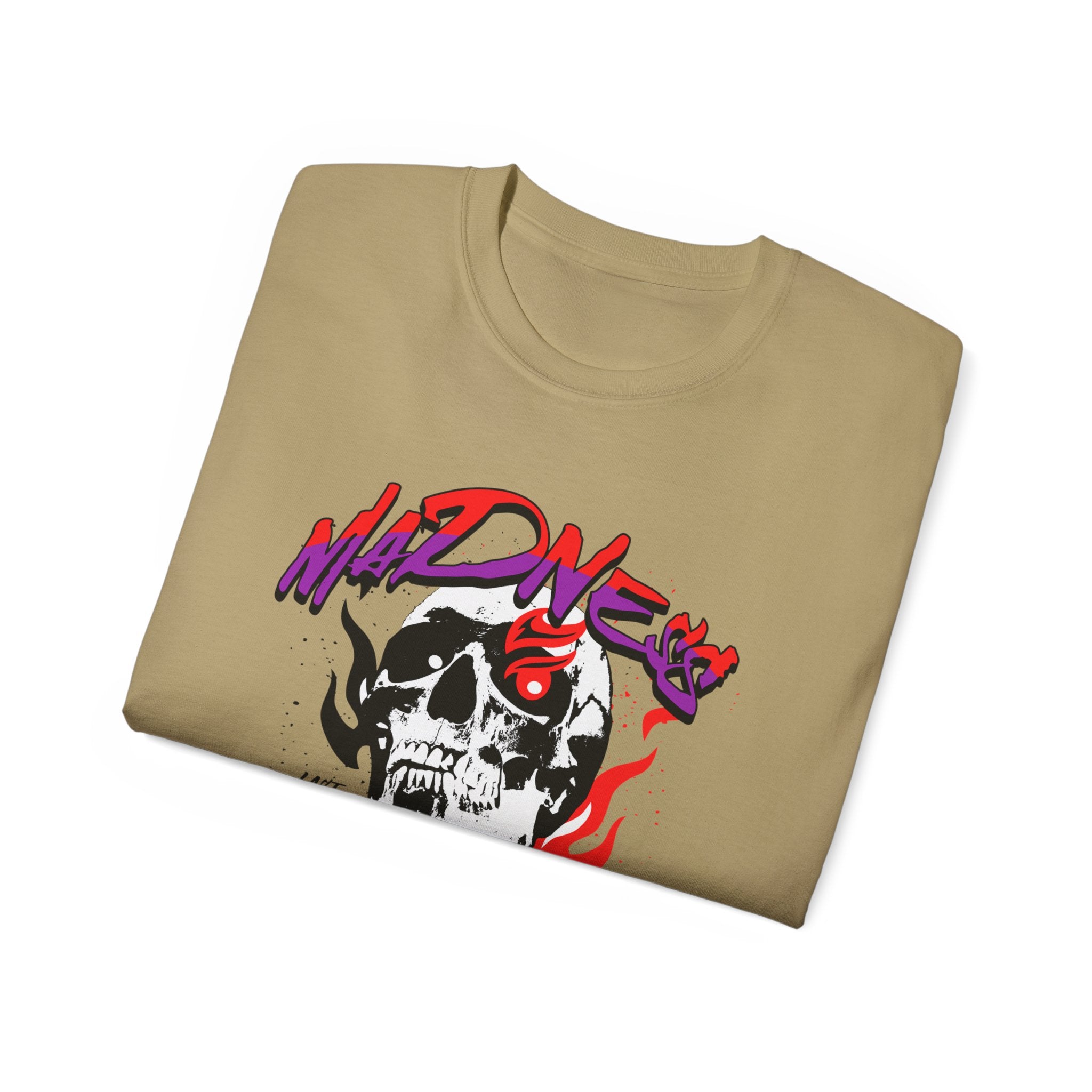 Skull Flames Tee — 'Madness' Graphic Cotton T-Shirt