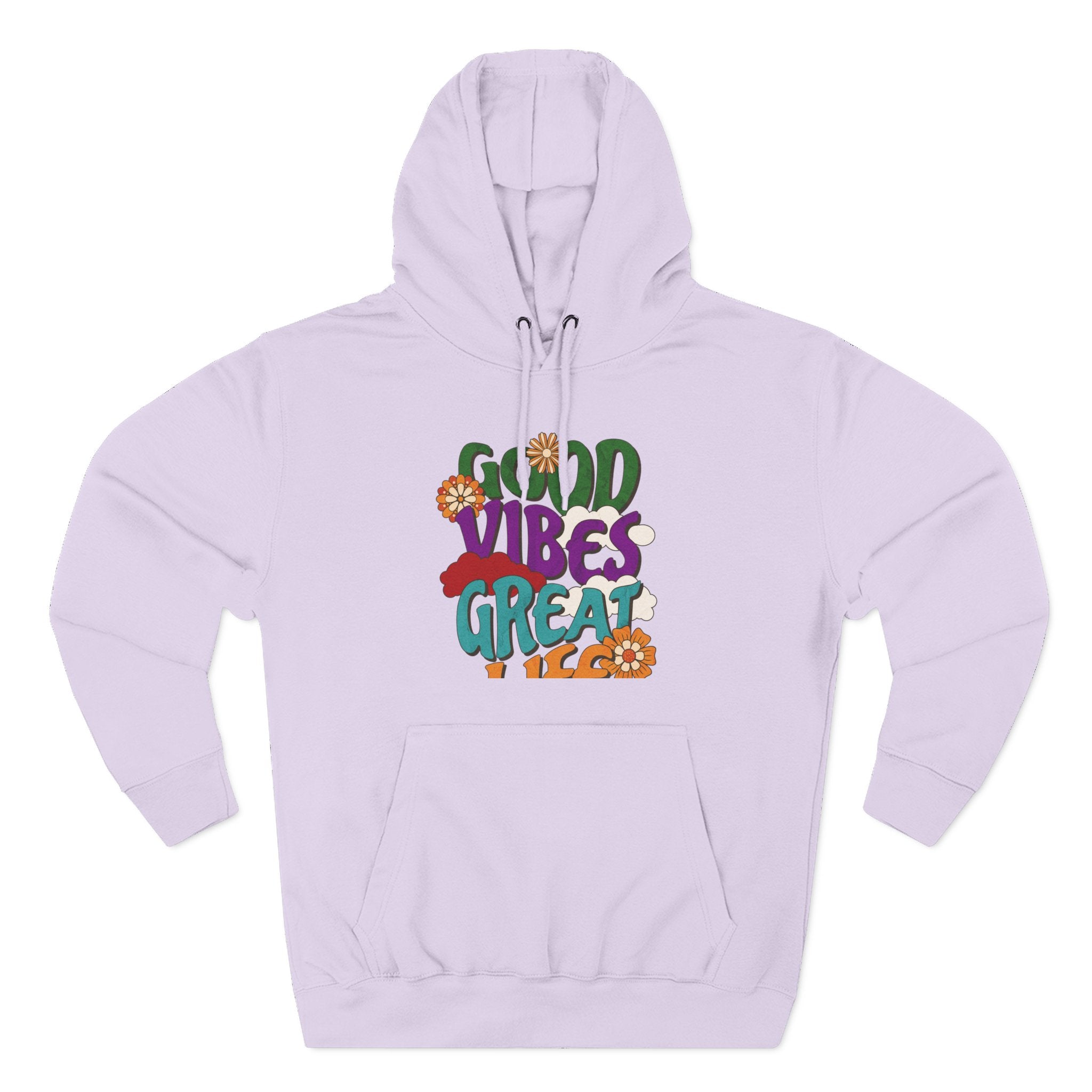 Good Vibes Great Ideas Hoodie — Retro Floral Positive Message Pullover