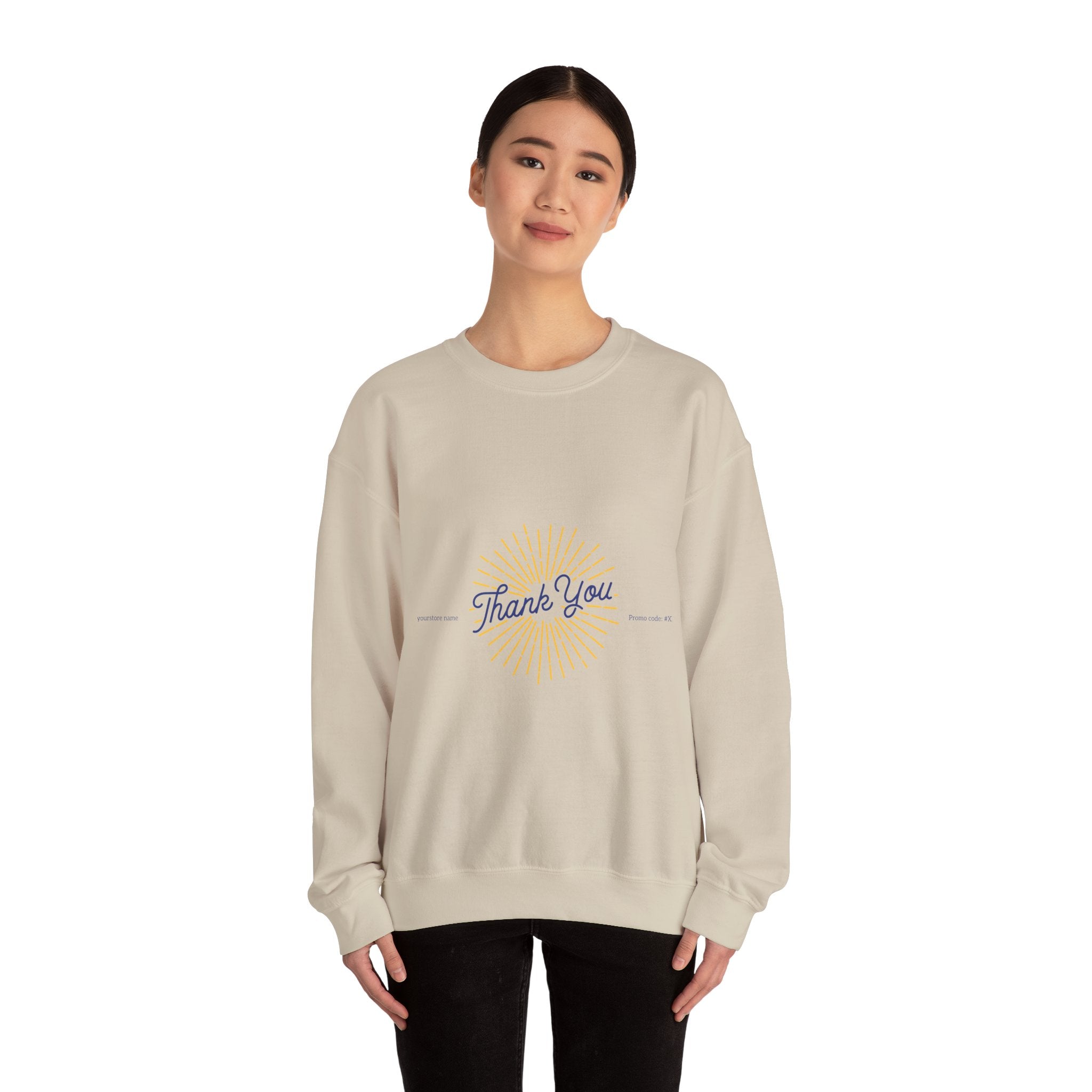 Thank You Crewneck Sweatshirt Retro Sunburst Gratitude Pullover