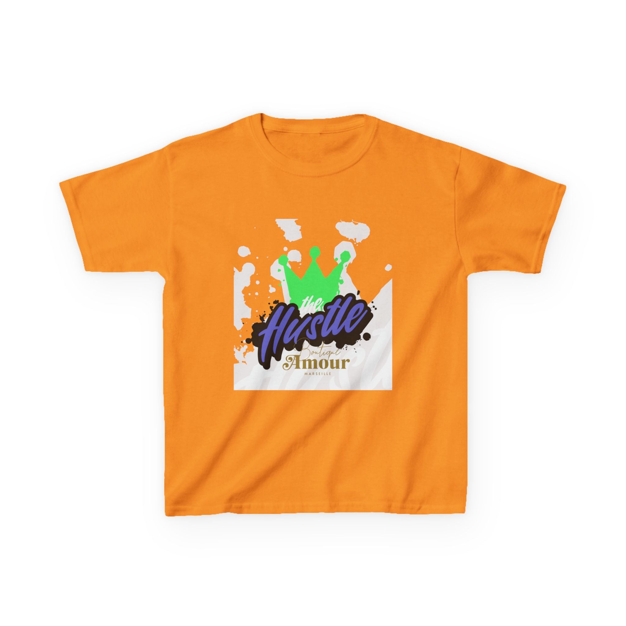 Kids Tee — 'Hustle Amour' Crown Graphic Shirt for Motivated Kids