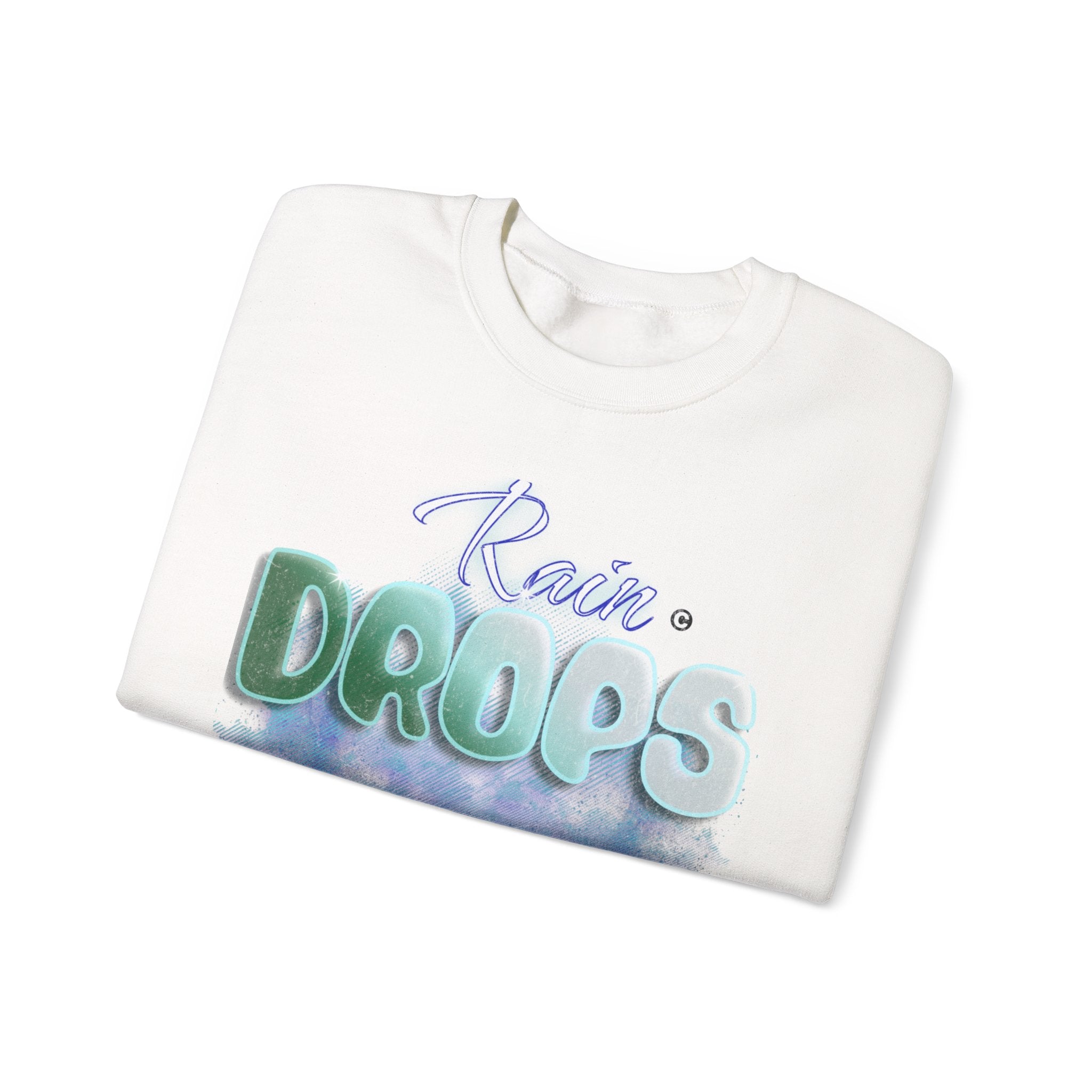 Rain Drops Crewneck Sweatshirt – Pastel Watercolor Raindrop