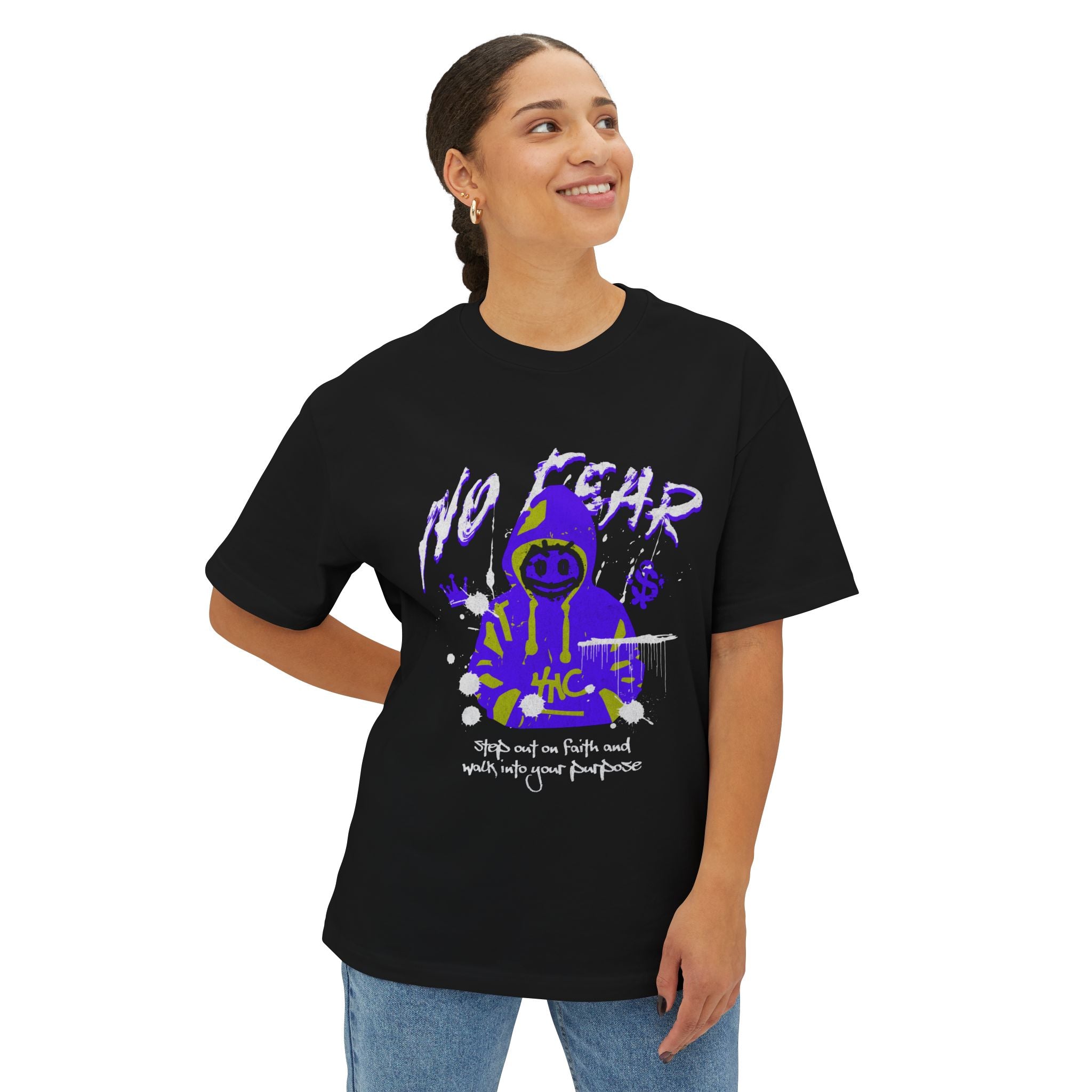Graphic Tee — Purple Hooded Figure Streetwear T‑Shirt