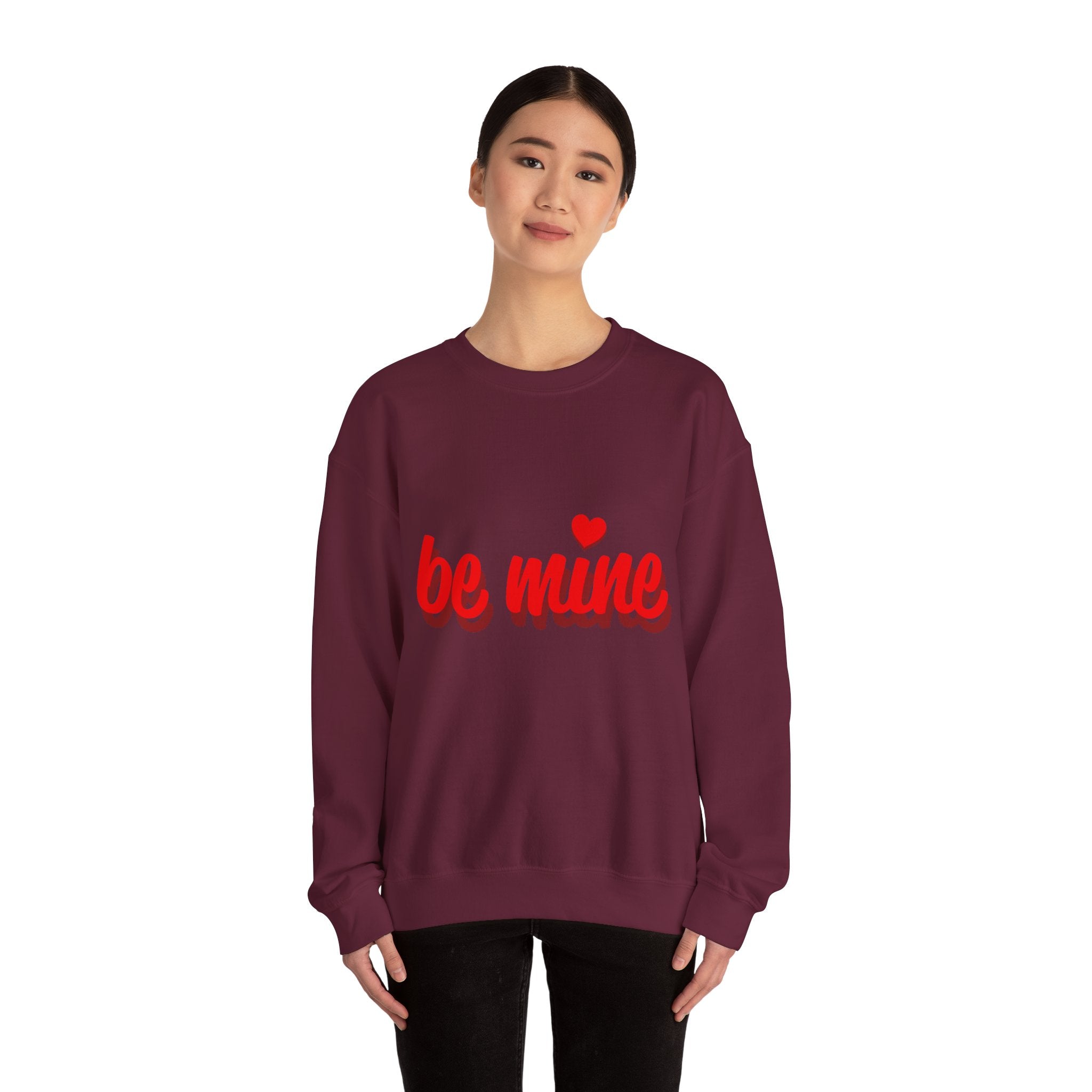Valentine "Be Mine" Crewneck Sweatshirt Romantic Red Script Pullover