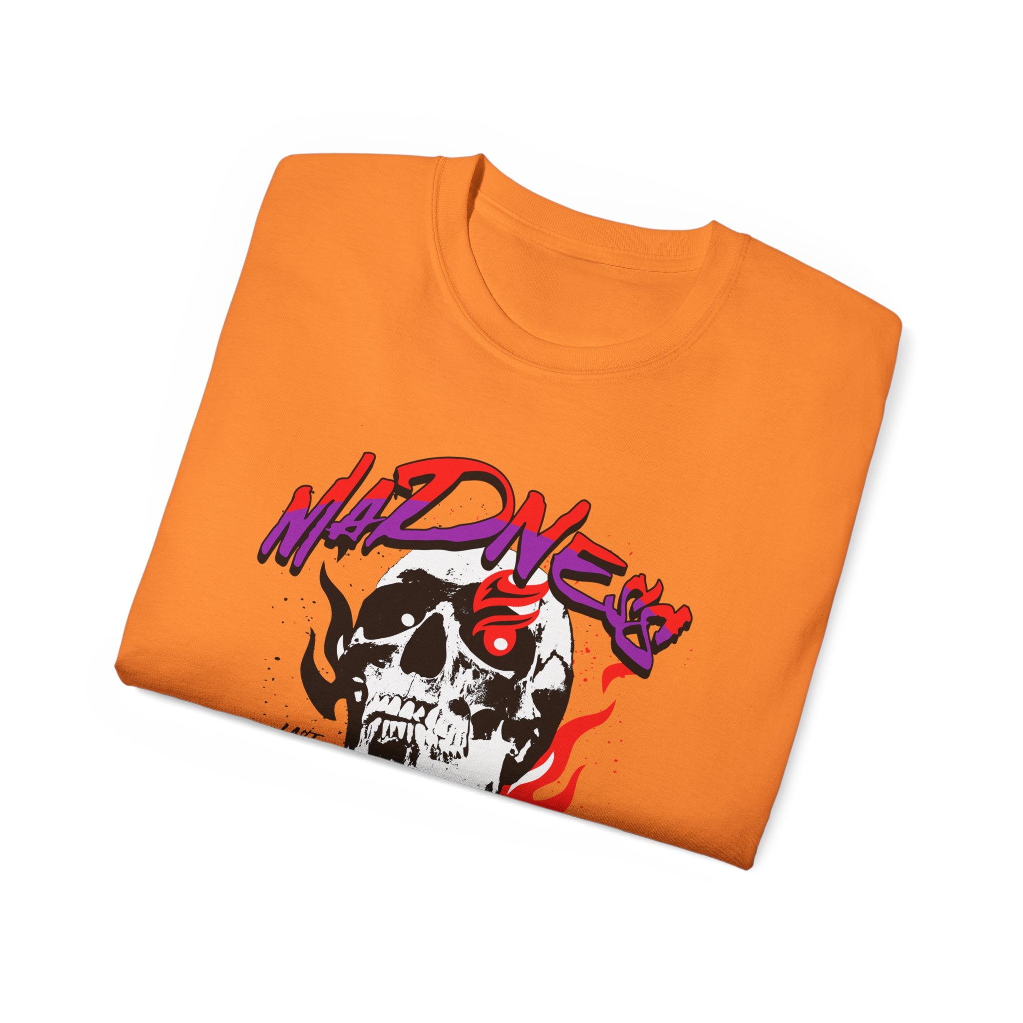 Skull Flames Tee — 'Madness' Graphic Cotton T-Shirt