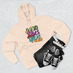 Good Vibes Great Ideas Hoodie — Retro Floral Positive Message Pullover