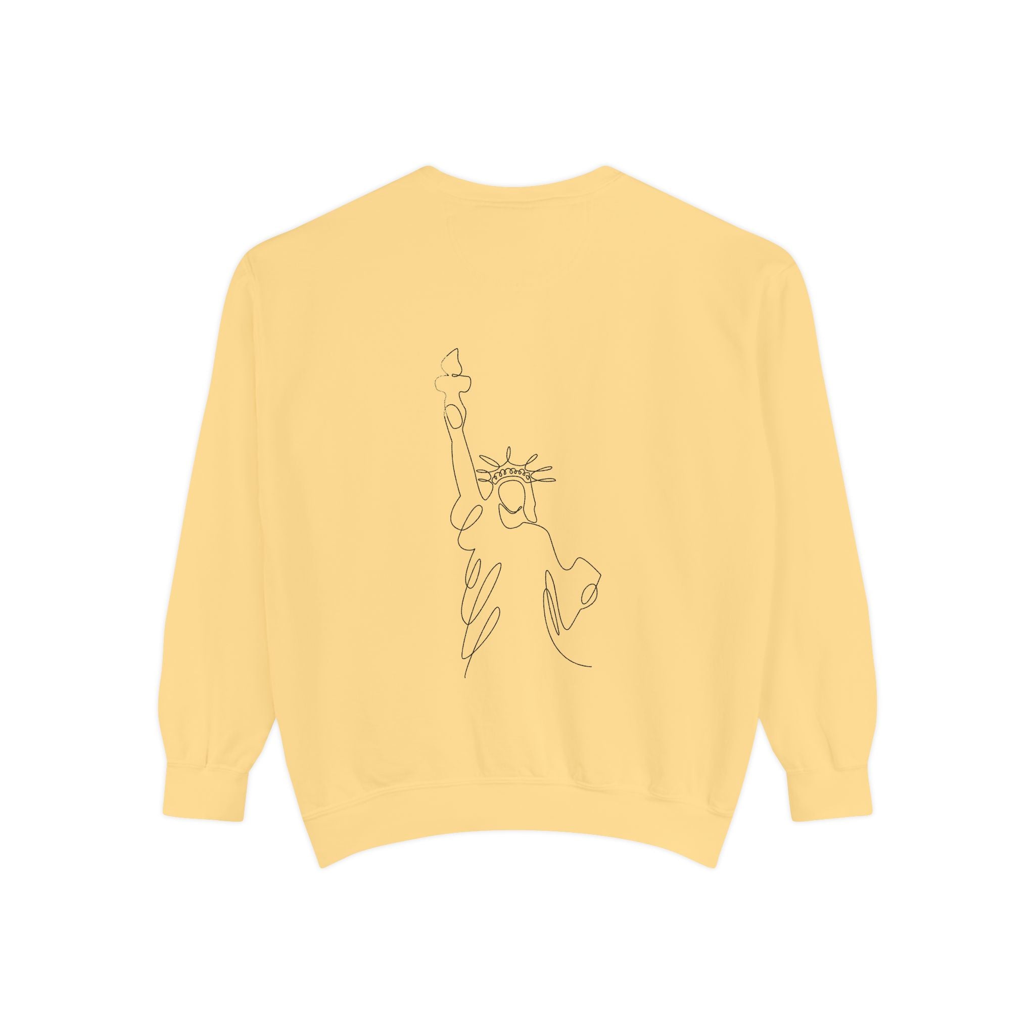 Tis' The Season Sweatshirt Festive Holly Crewneck with Statue of Liberty Backline