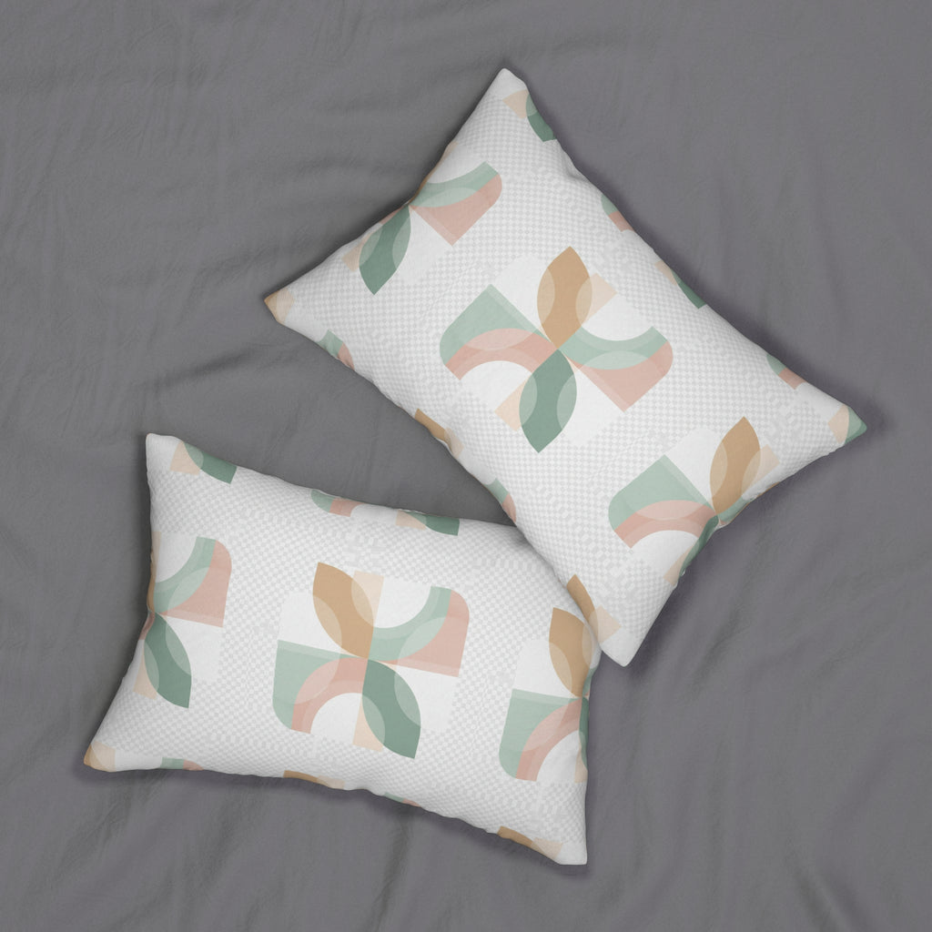Geometric Pastel Lumbar Pillow  Mid-Century Modern Decorative Cushion