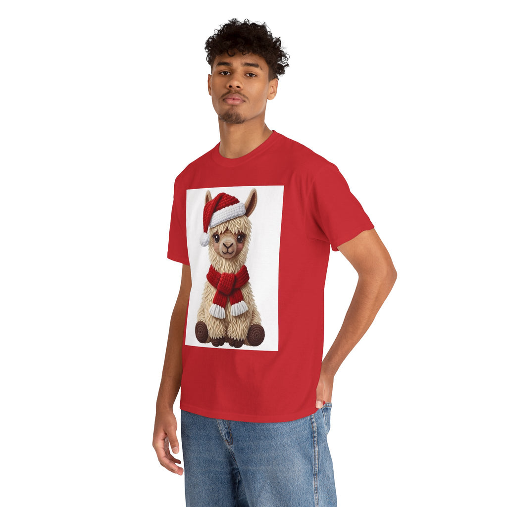 Christmas Alpaca T‑Shirt – Cute Santa Scarf Llama Holiday Tee