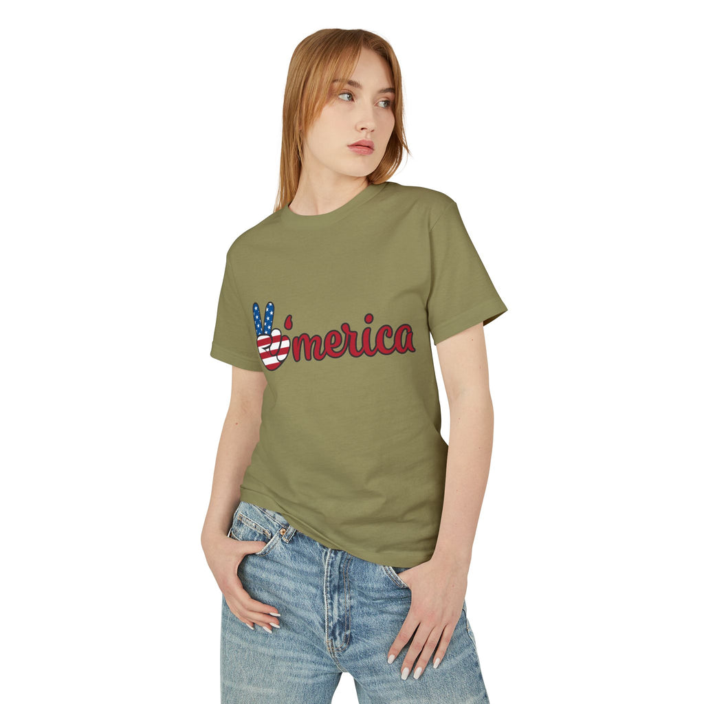 'Merica Peace Sign Tee Retro Patriotic America Graphic T-Shirt