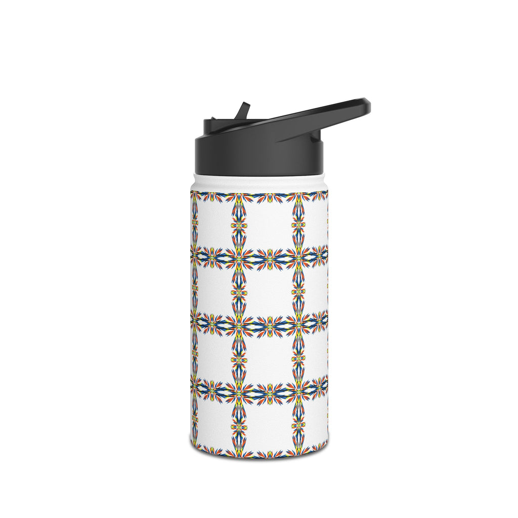 Insulated Stainless Water Bottle Colorful Geometric Tile Pattern