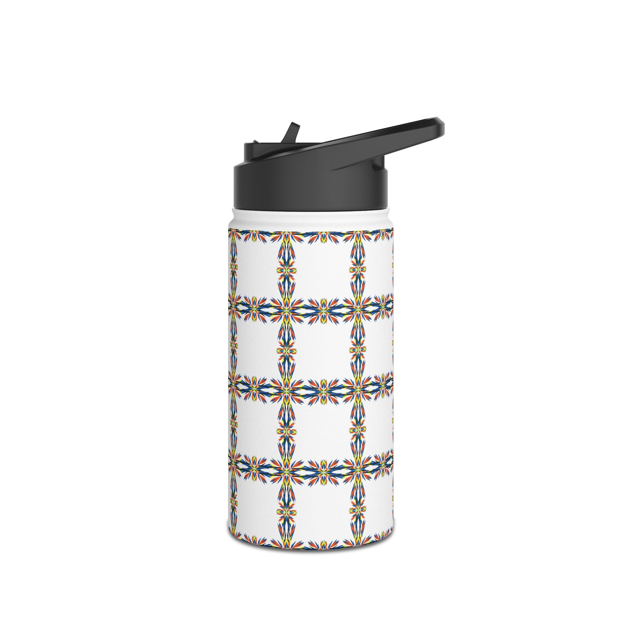 Insulated Stainless Water Bottle Colorful Geometric Tile Pattern