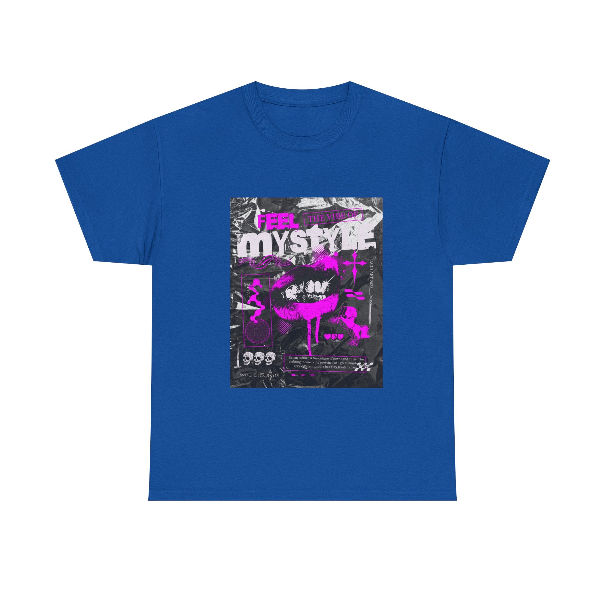 Mystic Vibes Graphic Tee — "Feel Mystic" Retro Grunge Pink Design