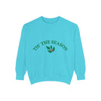 Tis' The Season Sweatshirt Festive Holly Crewneck with Statue of Liberty Backline