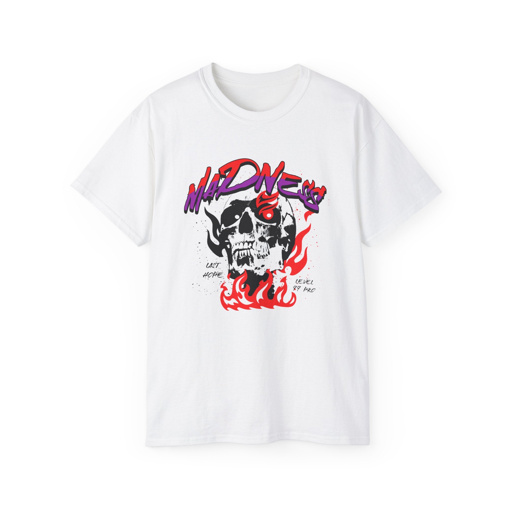 Skull Flames Tee — 'Madness' Graphic Cotton T-Shirt