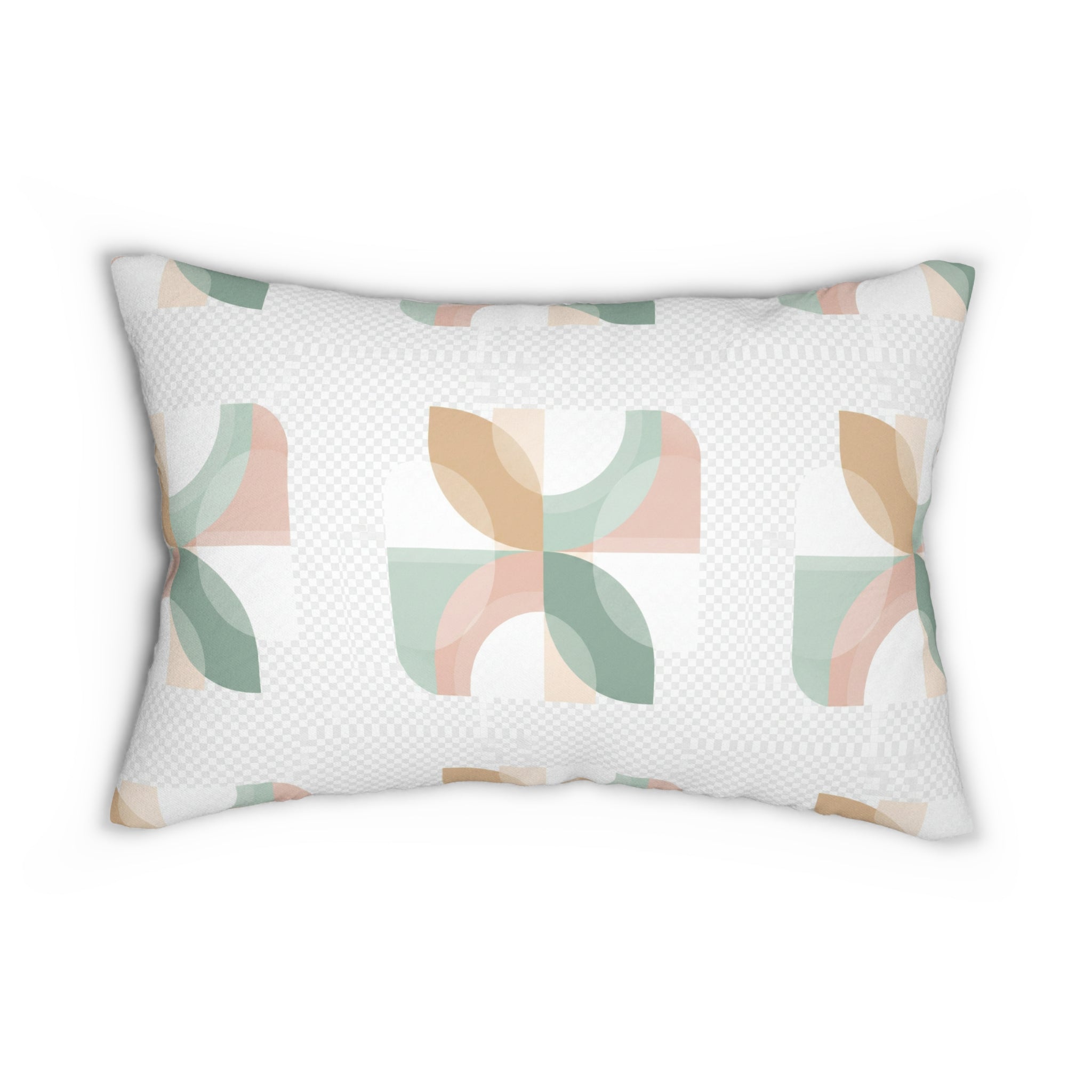Geometric Pastel Lumbar Pillow  Mid-Century Modern Decorative Cushion