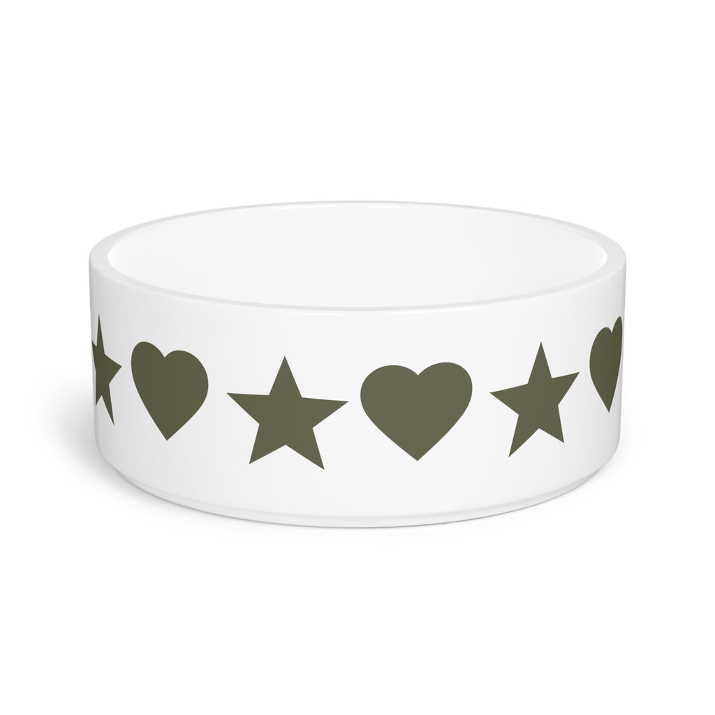 Heart & Star Pet Bowl Ceramic Dog & Cat Food Bowl, Cute Patterned Feeder