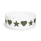 Heart & Star Pet Bowl Ceramic Dog & Cat Food Bowl, Cute Patterned Feeder