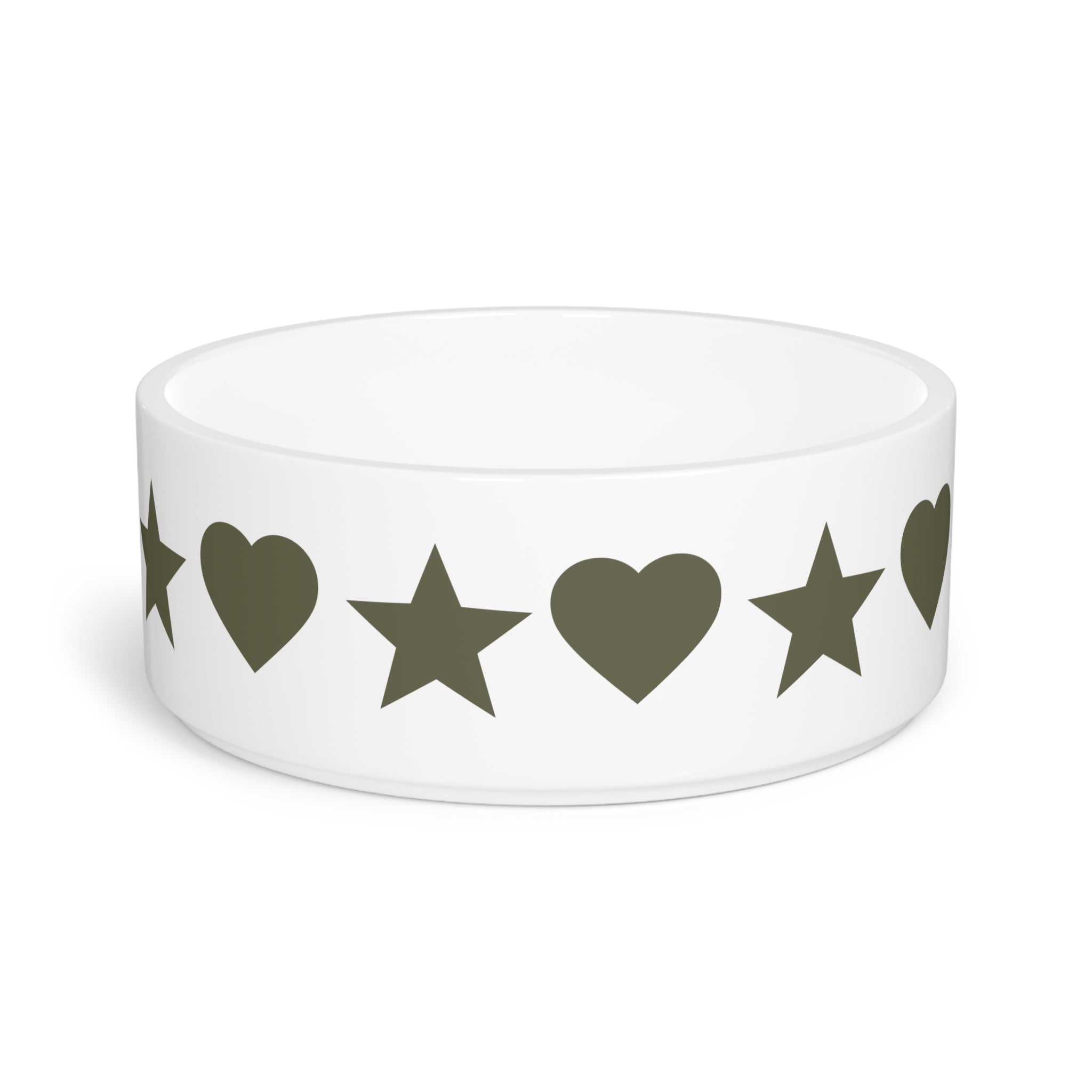 Heart & Star Pet Bowl Ceramic Dog & Cat Food Bowl, Cute Patterned Feeder