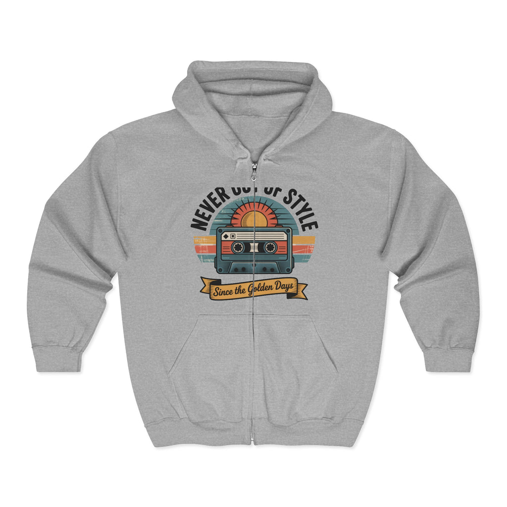 Retro Cassette Zip Hoodie Neon Drive Vintage Music Graphic