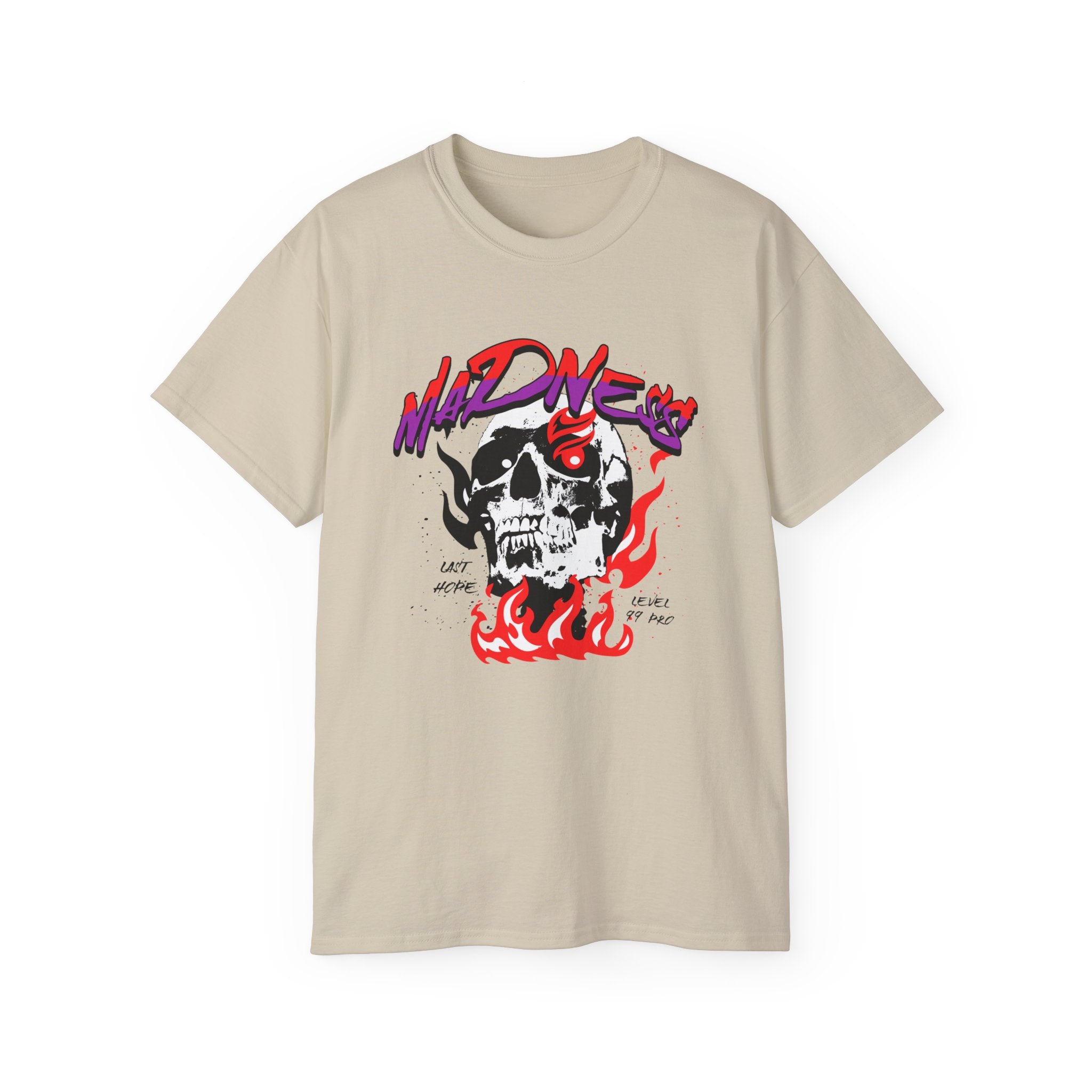 Skull Flames Tee — 'Madness' Graphic Cotton T-Shirt