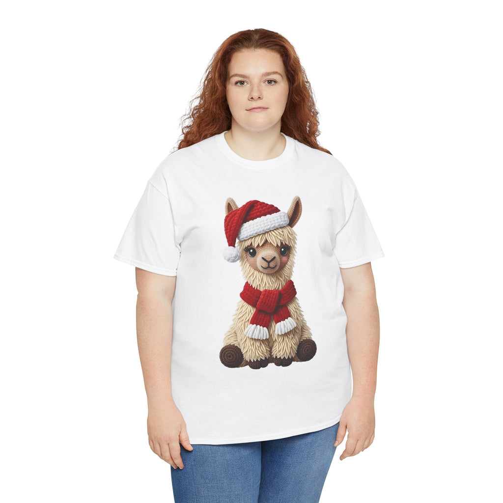 Christmas Alpaca T‑Shirt – Cute Santa Scarf Llama Holiday Tee