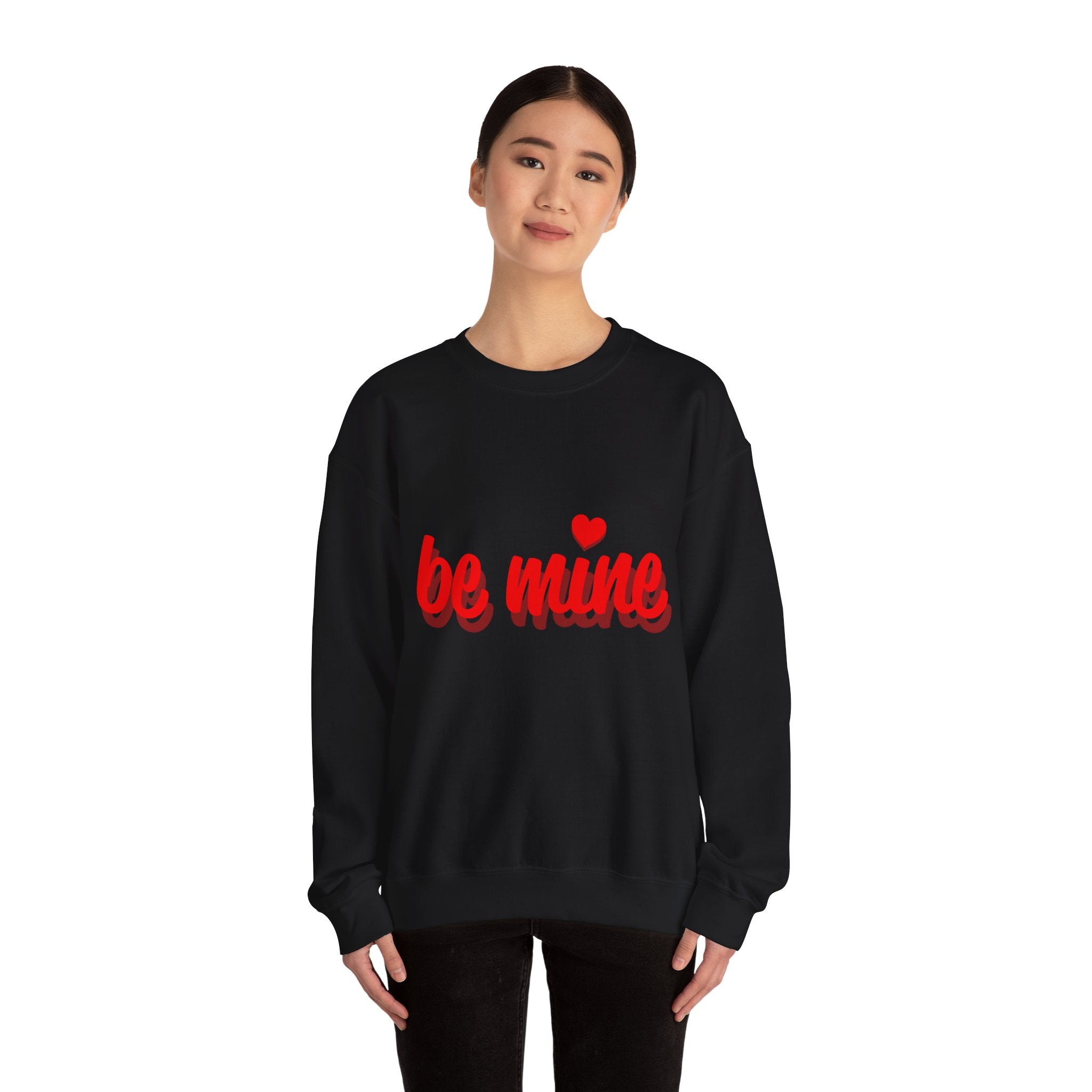 Valentine "Be Mine" Crewneck Sweatshirt Romantic Red Script Pullover