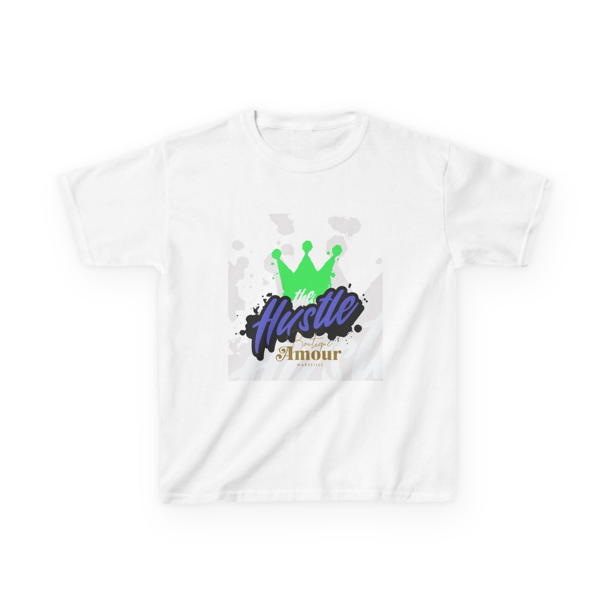 Kids Tee — 'Hustle Amour' Crown Graphic Shirt for Motivated Kids