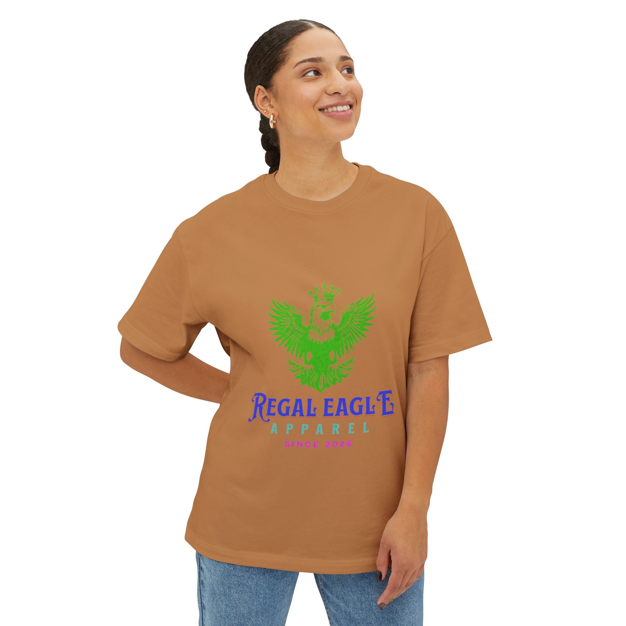 Regal Eagle Apparel Tee — Vintage Green Crest Logo Boxy T-Shirt