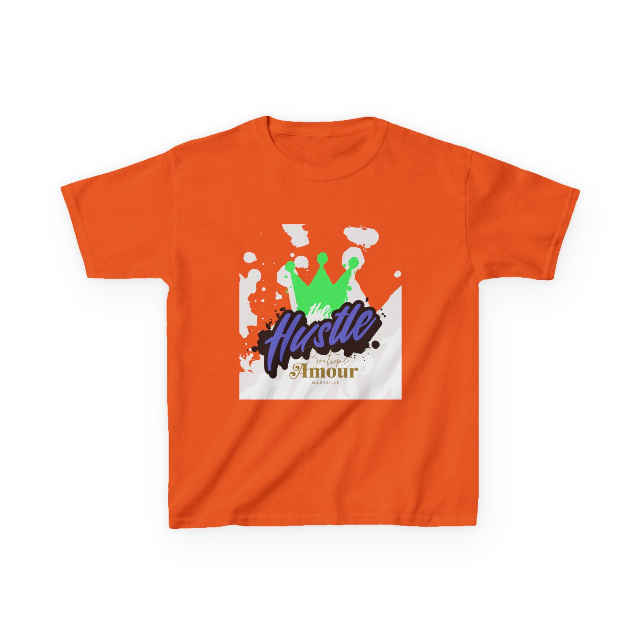 Kids Tee — 'Hustle Amour' Crown Graphic Shirt for Motivated Kids