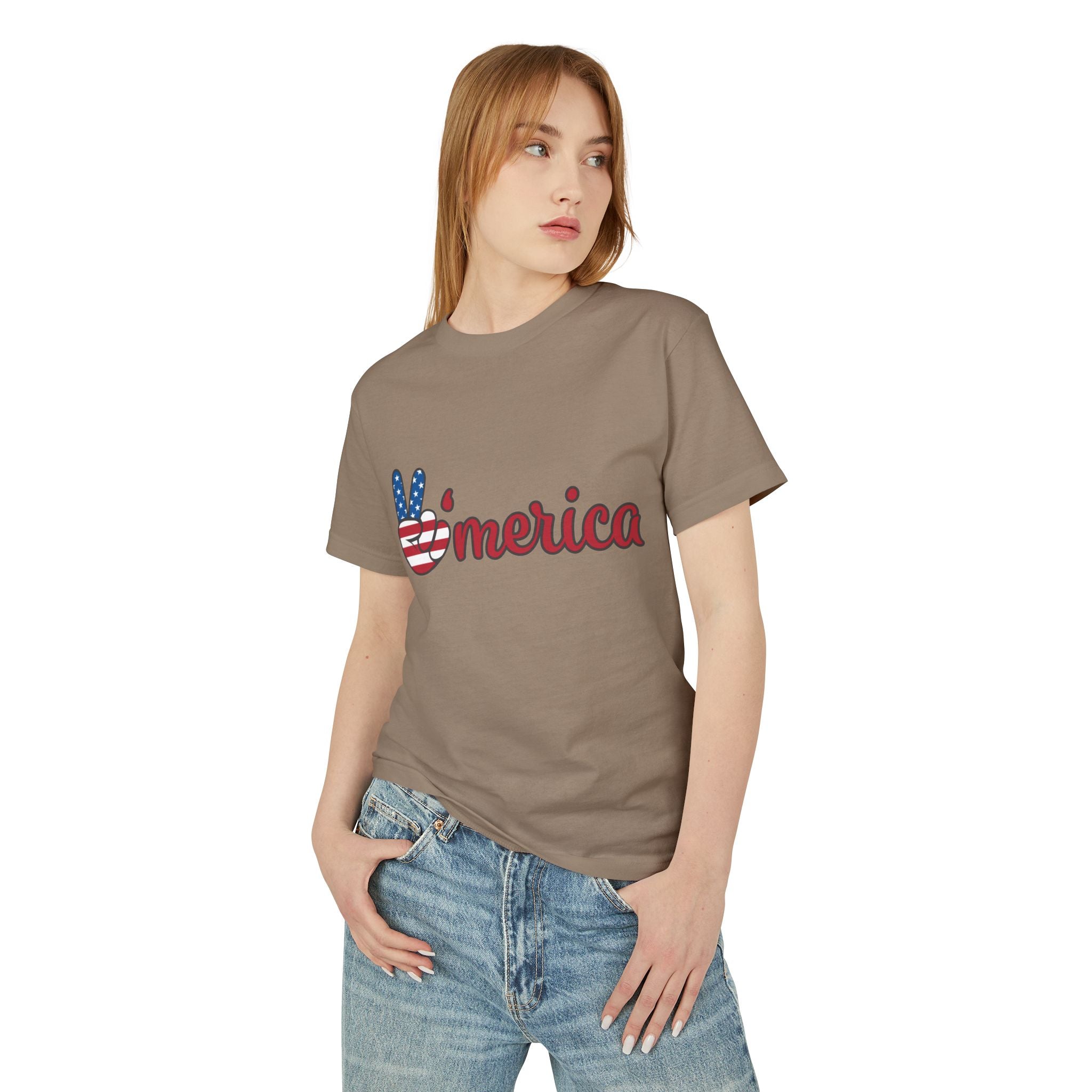 'Merica Peace Sign Tee Retro Patriotic America Graphic T-Shirt