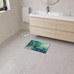 Abstract Teal & Gold Heavy-Duty Floor Mat Durable Entryway Rug