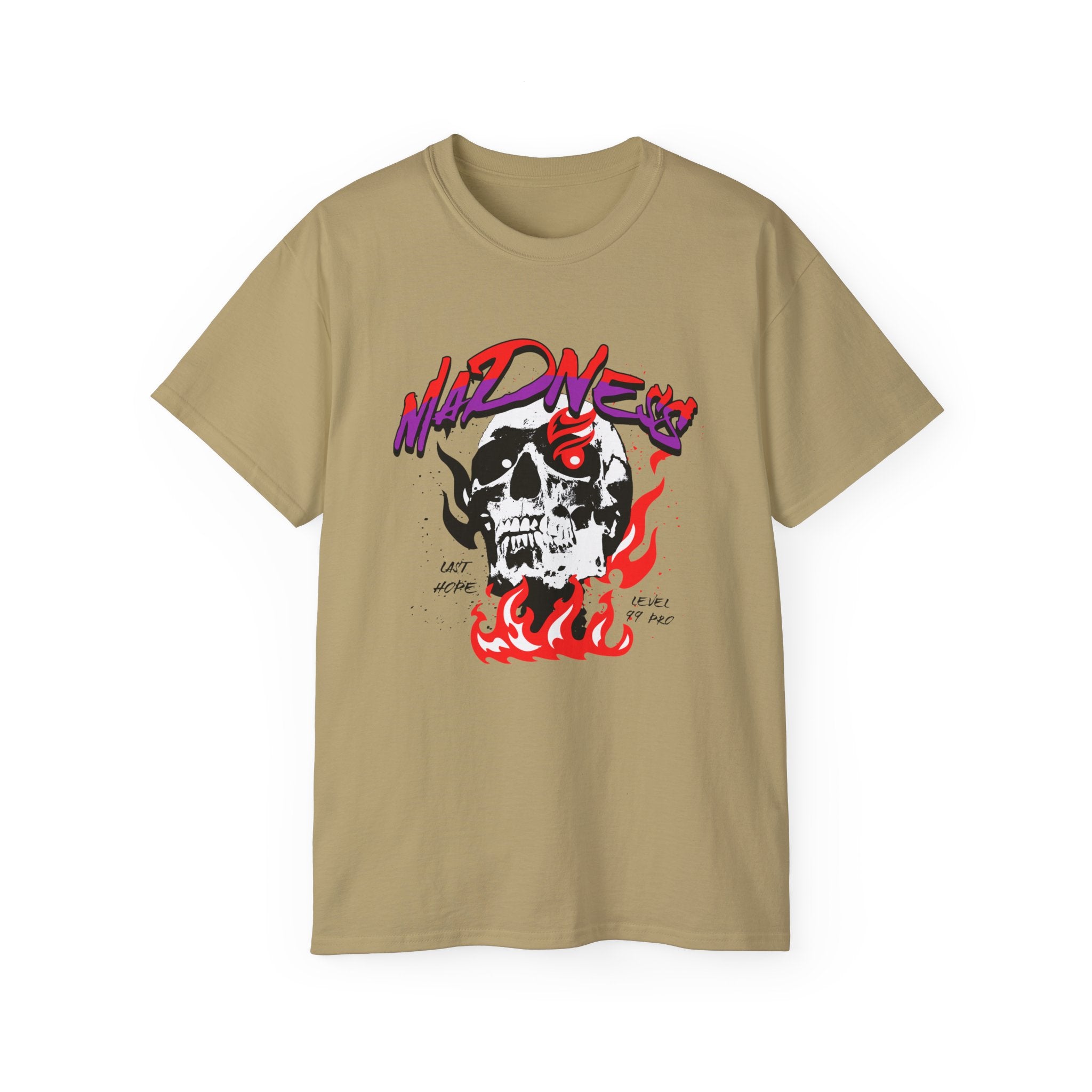 Skull Flames Tee — 'Madness' Graphic Cotton T-Shirt