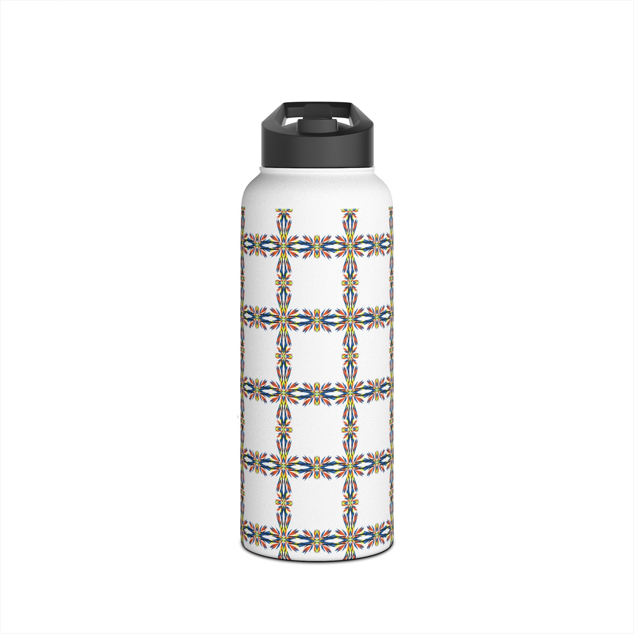 Insulated Stainless Water Bottle Colorful Geometric Tile Pattern