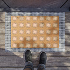 Coir Polka Dot Doormat Natural Faux Floral Welcome Mat