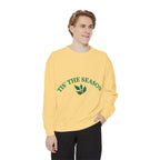 Tis' The Season Sweatshirt Festive Holly Crewneck with Statue of Liberty Backline