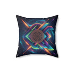 Geometric Neon Mandala Pillow Vibrant Cosmic Decorative Throw