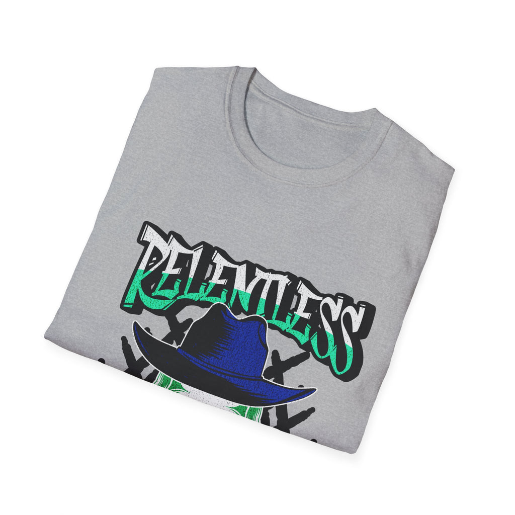 Relentless Skull T-Shirt – Green Skull with Hat & Snake Graphic