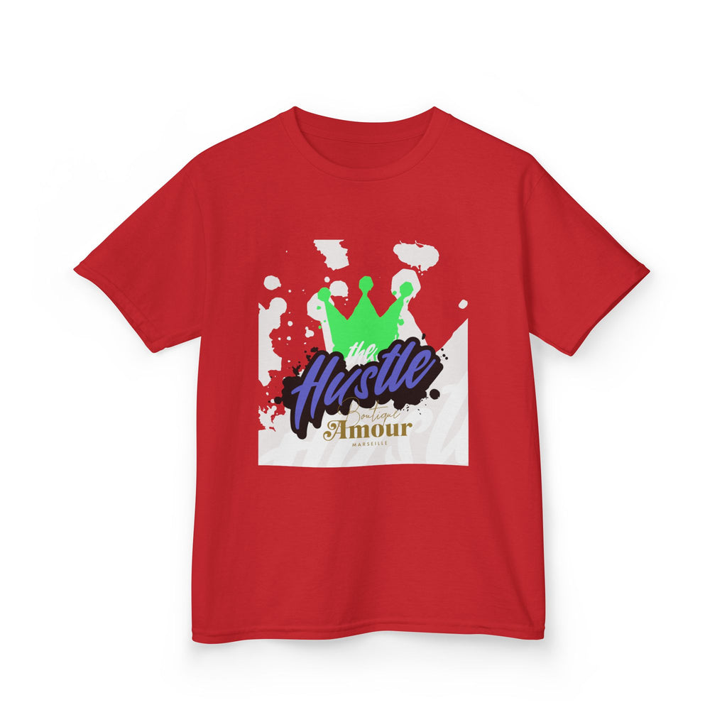 Kids Tee — 'Hustle Amour' Crown Graphic Shirt for Motivated Kids