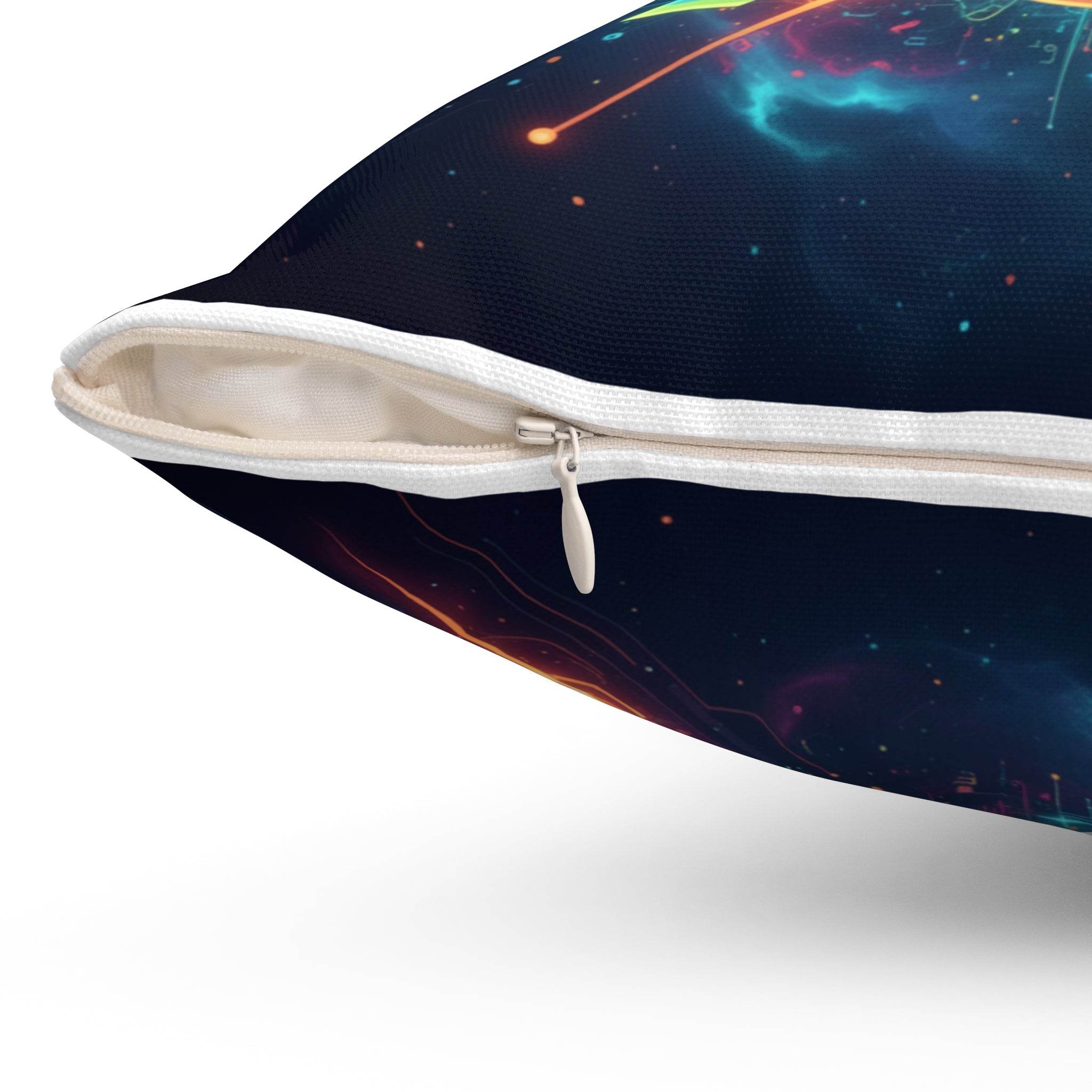 Geometric Neon Mandala Pillow Vibrant Cosmic Decorative Throw