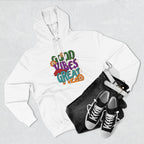 Good Vibes Great Ideas Hoodie — Retro Floral Positive Message Pullover