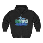 Zip Hoodie — 'Rain Drops' Blue Watercolor Graphic Full-Zip Sweatshirt