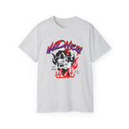 Totenkopf-Flammen-T-Shirt – Baumwoll-T-Shirt mit „Wahnsinn“-Grafik 