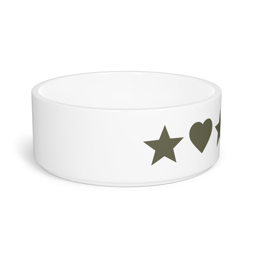Heart & Star Pet Bowl Ceramic Dog & Cat Food Bowl, Cute Patterned Feeder