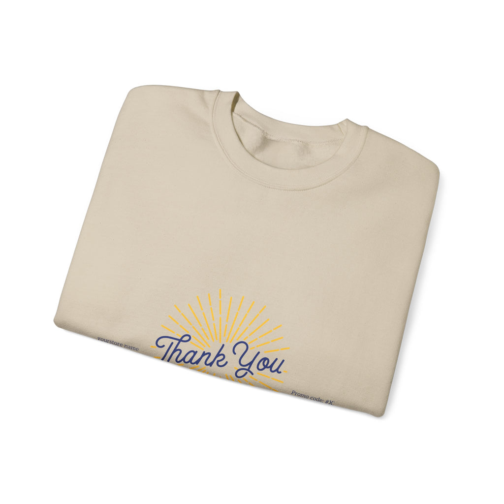 Thank You Crewneck Sweatshirt Retro Sunburst Gratitude Pullover