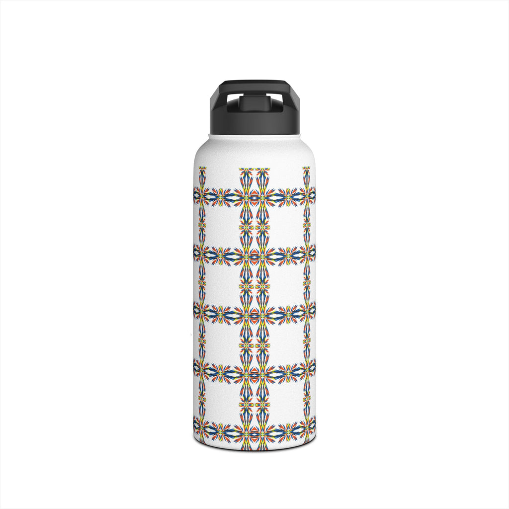 Insulated Stainless Water Bottle Colorful Geometric Tile Pattern