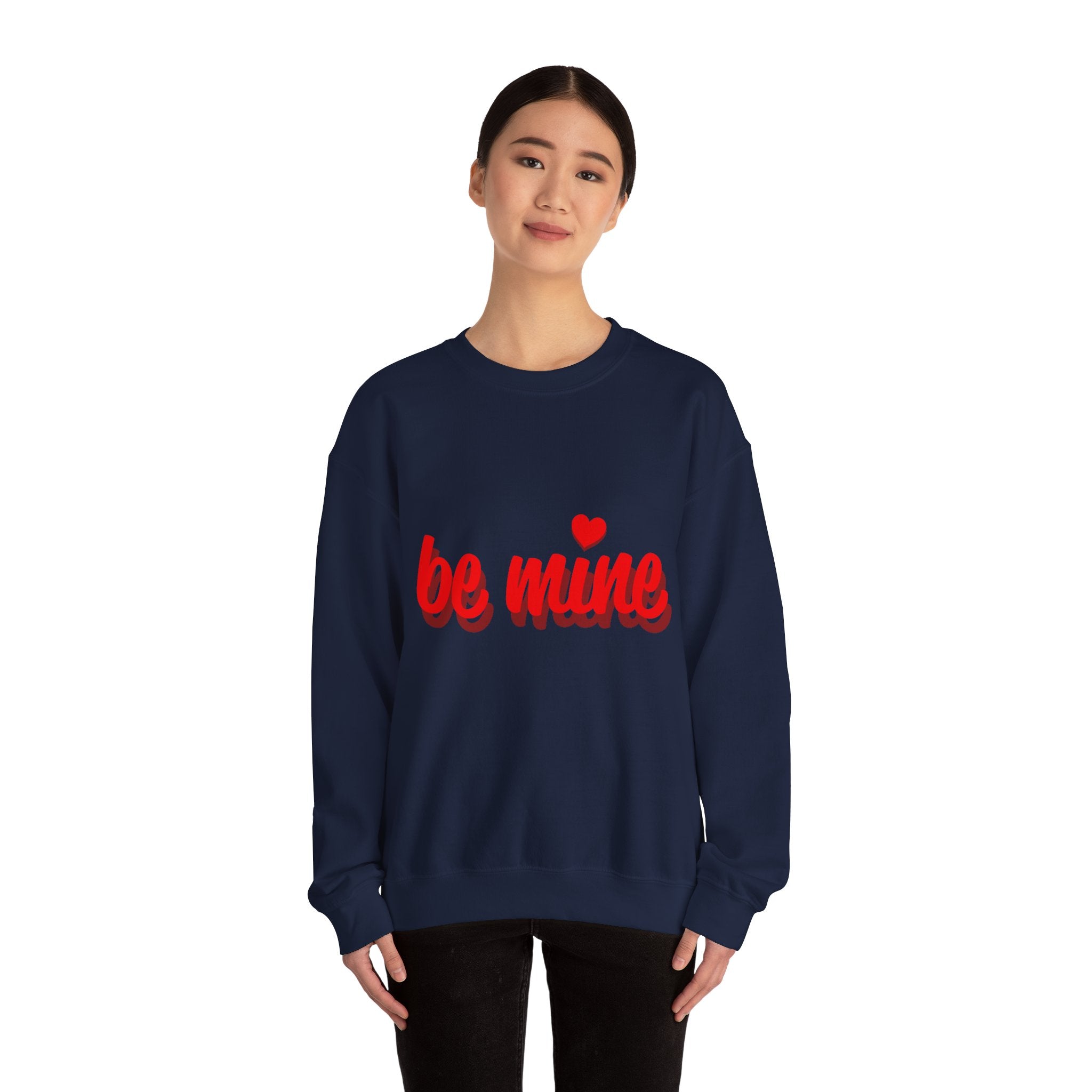 Valentine "Be Mine" Crewneck Sweatshirt Romantic Red Script Pullover