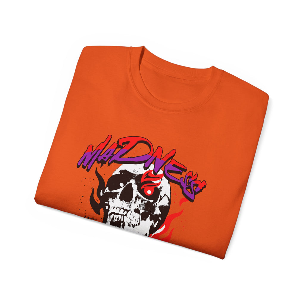Skull Flames Tee — 'Madness' Graphic Cotton T-Shirt